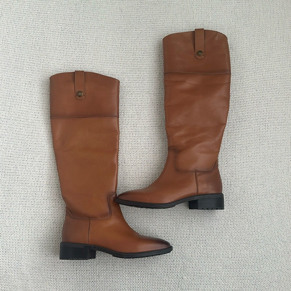 Sam Edelman Tall Leather Riding Boots in Tan Cognac